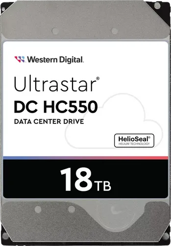 WD Ultrastar DC HC550 SAS Festplatte 18 TB - Hochleistungs-Speicherlösung - Festplatten mit 18 TB Kapazität, ideal für Rechenzentren und große Datenmengen, bietet hohe Zuverlässigkeit und Leistung.