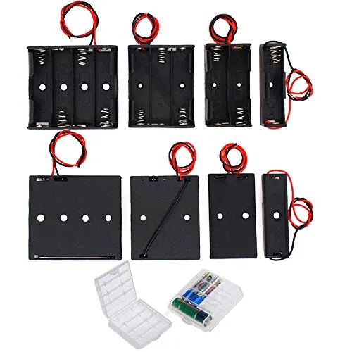 GTIWUNG 8Pcs AA Batteriehalter Gehäuse Kunststoff Akku Aufbewahrungsbox, Batteriehalter für AA Batterie Halterung 1.5V/3V/4.5V/6V mit Anschlusskabel, 2Pcs Batterie Boxen Aufbewahrungsbox