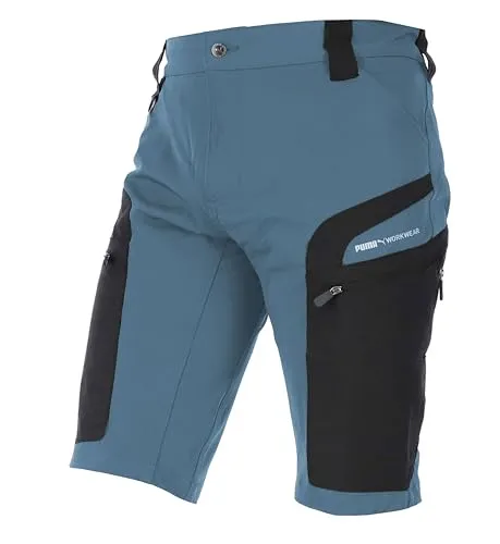 PUMA Workwear Pro-One Adventure Shorts Herren - Strapazierfähige Trekkinghose mit 4-Wege Stretch - Sky Blue - XL - Vielseitige Herren Shorts aus robustem Nylon mit 4-Wege-Stretch für optimale Bewegungsfreiheit. Perfekt für Outdoor-Aktivitäten, Reisen oder handwerkliche Einsätze. Sechs Taschen bieten praktischen Stauraum für alles Wichtige.