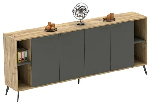 Büroschrank Kommode Aktenschrank Sideboard Arbeitszimmer Beige Grau - Modernes Sideboard mit 4 Türen, ideal für Ihr Arbeitszimmer oder Wohnzimmer. Pflegeleichtes Material und zeitloses Design sorgen für eine stilvolle Aufbewahrung.