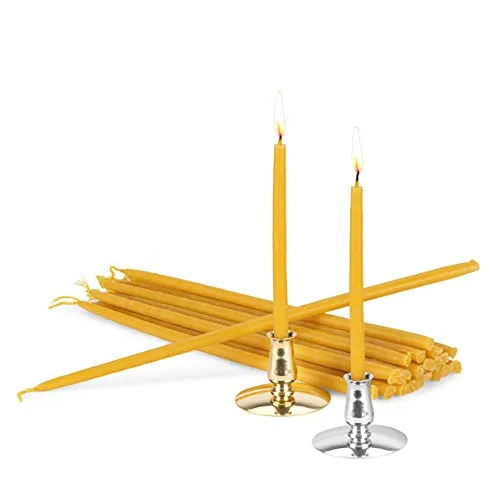 NKlaus - Set 2X Kerzenhalter mit 100% Bienenwachs Spitzkerzen L 25cm Handarbeit 40081