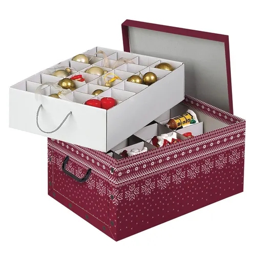 XL Deko Karton Weihnachtskarton Box Schachtel Unterteilungen für Weihnachtsdeko