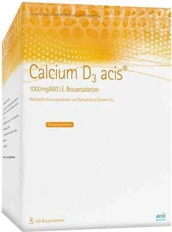 Calcium D3 Acis 1000mg/880 I.E. - Brausetabletten - Arzneimittel zur Vorbeugung und Behandlung von Calcium- und Vitamin-D-Mangelzuständen, unterstützt die Knochengesundheit und ist besonders geeignet für ältere Menschen und Osteoporose-Patienten.