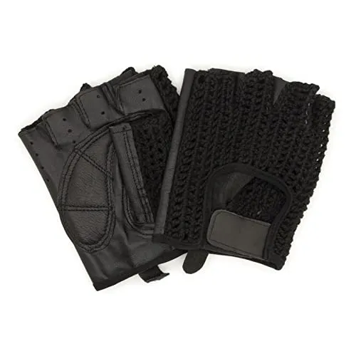 Adapter Universe Autofahrer Handschuhe Retro Vintage Leder Fingerlose Fahrerhandschuhe Fahrrad Schwarz
