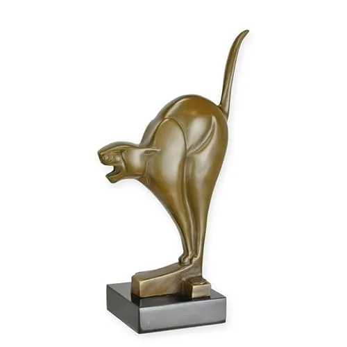 vianmo Bronzeskulptur Bronzefigur Erschrockene Katze