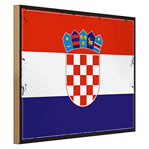 Holzschild Flagge Kroatien 40x30cm Retro Flag of Croatia