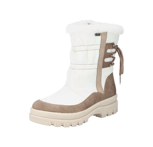 Rieker Damen Stiefeletten X9081 - Wanderschuhe, warmer Kurzstiefel in altweiß mit herausnehmbarer Innensohle und wasserabweisender Rieker TEX Membran für optimalen Komfort bei jedem Wetter.