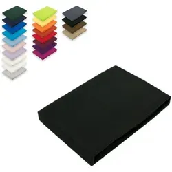 EXKLUSIV HEIMTEXTIL Jersey Spannbettlaken 60 x 120 cm Schwarz 100% Baumwolle Öko - Tex Zertifiziert Bed-Sheet Bettlaken Spannbetttuch