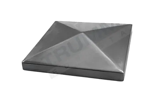 Edelstahl Endkappe, Pyramidenkappe, Abdeckkappe 240 K geschliffen V2A (100 x 100 mm)