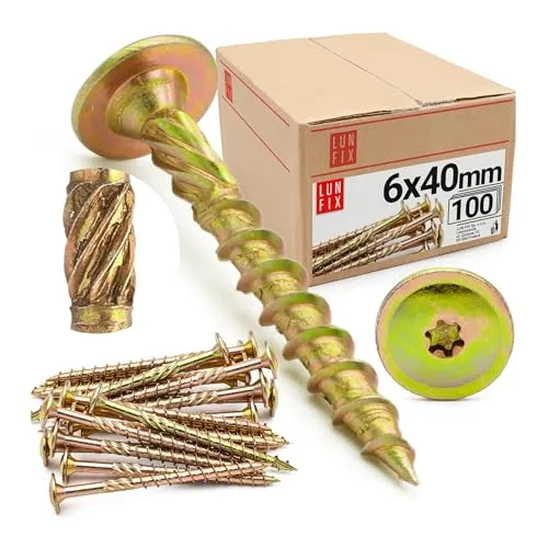 Lun Fix Tellerkopfschrauben 6x40 100 Stk TX40 Torx Fräsrippen