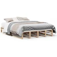 vidaXL Massivholzbett 140x200 cm aus Kiefernholz in braun von vidaXL