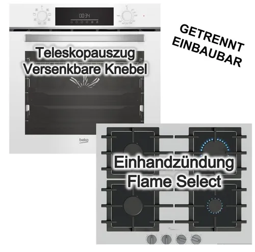 BEKO Backofen-Set mit Bosch Gaskochfeld – Teleskopauszug & Dampfreinigung