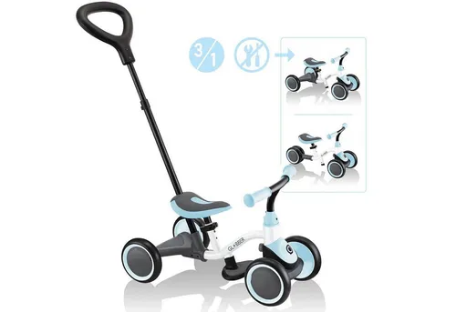 Learning Bike 3 in 1 - Laufrad in hellblau/weiß - Vierrädriges Laufrad für Kleinkinder von 12 bis 36 Monaten, mit einer Tragkraft von 20 kg, fördert spielerisch die motorischen Fähigkeiten.