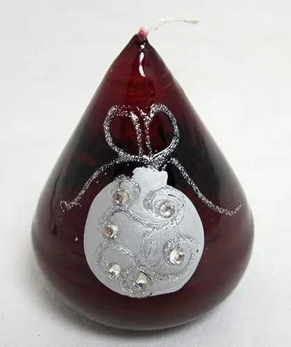 Zwiebelkerze Baumkugel Bordeaux-Silber, ca.7 cm