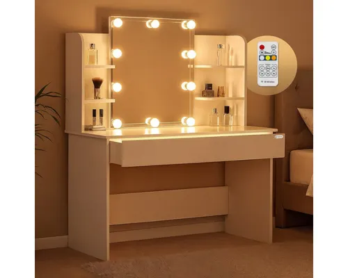 Casaria Schminktisch Lucia mit Spiegel und LED Beleuchtung von Casaria