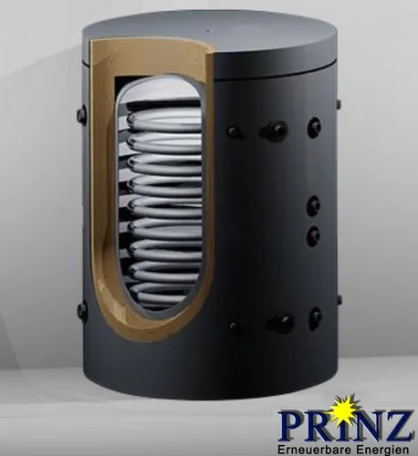 Hygienespeicher Kombispeicher 500 Liter mit 2 Solarwärmetauscher - Warmwasserspeicher mit 500 Litern Kapazität und zwei Solarwärmetauschern für effiziente Warmwasserbereitung, ideal für nachhaltige Energieversorgung.