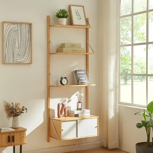 [en.casa] Wandregal Tingvoll - Schwimmendes Regal mit 3 Ablagen - Schweberegal aus nachhaltigem Bambus, ideal zur stilvollen Präsentation von Deko und Büchern – einfach zu montieren und pflegeleicht.