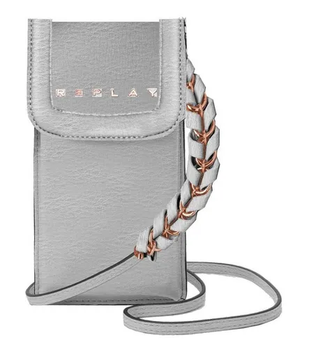 REPLAY Phone Case Handytasche Silver Silber - Stylische Handytasche in Silber mit hochwertigem Polyurethan für sicheren Schutz. Ideal für den täglichen Einsatz und perfekt passend für Ihr Smartphone.