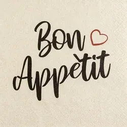 Home Fashion, Bon Appètit avec Coeur, Lunch-Servietten aufgefaltetes Maß 33 cm x 33 cm, im Viertelfalz, 20 Stück pro Pack