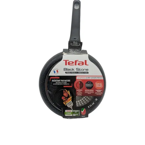 Tefal G28104 Black Stone Bratpfanne 24 cm - Pfanne mit Mineralia+ Antihaftversiegelung für fettfreies Kochen, Thermo-Signal für perfekte Brattemperatur, induktionsgeeignet und ideal für vielfältige Rezepte.