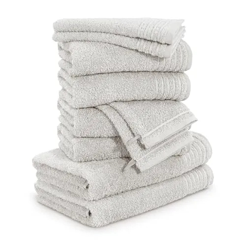 Möve Handtuchset New Classic 10-TLG - 100% Baumwolle, Grau - Luxuriöses Handtuchset mit 10 Teilen in verschiedenen Größen aus hochwertigem Baumwollfrottier. Extra weich und voluminös, perfekt für den täglichen Gebrauch und stilvolle Badezimmergestaltung.