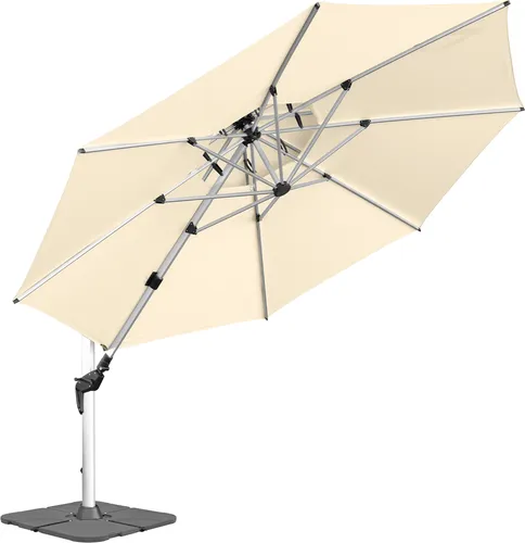 anndora 4m Ampelschirm rund natural mit Kurbelöffnung - Eleganter 4 m Ampelschirm aus Aluminium für großzügigen Schatten auf Terrasse oder im Garten. Mit Kurbelmechanik lässt er sich mühelos öffnen. Der strapazierfähige Bezug schützt zuverlässig vor UV-Strahlen.