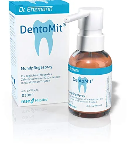 Dentomit Q10 direkt Spray 30 ml - Mundpflege-Spray für gesundes Zahnfleisch, mit bioenergetischem Q10 und verkapseltem Minzöl für optimale Pflege bis in tiefe Zahnzwischenräume.