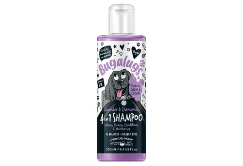 Bugalugs Tiershampoo Bugalugs 4 in 1 Hundeshampoo Lavendel & Kamille – Beruhigt, reinigt, 250 ml, (1-St), pH neutral, Hundeshampoo, mit Vitaminen