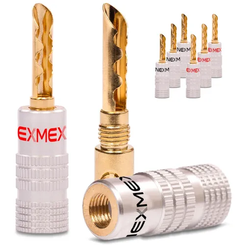 Hohl Bananenstecker NEXMEX 24K vergoldet 8x High End Stecker Verbinder Tube