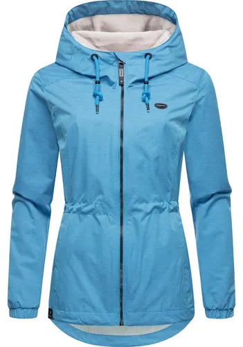 Ragwear Damen Übergangsjacke Dankka Tech Sky Blue Gr. L - Funktionsjacke mit wasserfestem Obermaterial und kuschlig gefütterter Kapuze, ideal für Outdoor-Aktivitäten in der Übergangszeit.