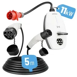ABSINA 11kW Wallbox Set mit App & Typ 2 Ladekabel 5m - E-Auto-Ladestationen mit mobiler 11kW Wallbox, Plug-and-Play und App-Steuerung für flexibles Laden unterwegs und zu Hause. Kompatibel mit allen Typ 2 Elektroautos.