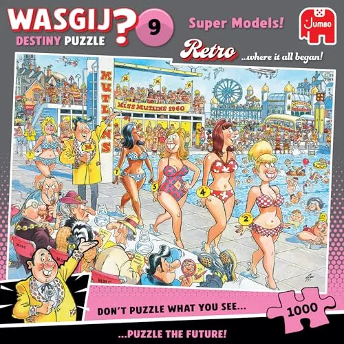 Wasgij Retro Destiny 9, Super Models - Einzigartige 1000 Teile Erwachsenen-Puzzle - Farbenfroh, Herausfordernd und Denksport 1000 Teile Erwachsenen