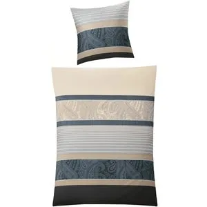 Kleine Wolke Bettwäsche Satin Cambridge - 2-teilige Bettwäsche aus 100% Baumwolle, waschbar bis 60°C, mit elegantem gestreiften Design in taupe für einen stilvollen Schlafbereich.