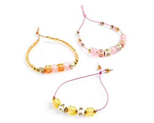 DJECO Kreativset Schmuck basteln: Buchstaben Gold 1000 Perlen Armbänder