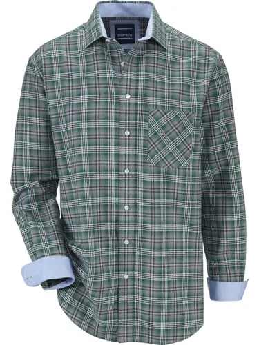 BABISTA Herren Flanellhemd Floreverti stylisches Karohemd aus Flanell mit Kentkragen und Brusttasche, warmes Hemd mit weichem Griff für Herbst und Winter, Reine Baumwolle grün, XL - 43/44