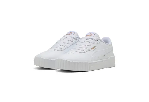 PUMA CARINA 3.0 PS Sneaker - Sportliche Sneaker in PUMA White-PUMA Gold, Größe 31, mit Schnürung und runder Schuhspitze. Ideal für aktive Kinder und täglichen Komfort.