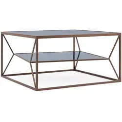 Couchtisch Hydra aus Metall Braun, 70x70 cm - Eleganter Couchtisch aus robustem Metall in Braun, ideal für stilvolle Wohnzimmer. Perfekte Ablagefläche für Snacks und Zeitschriften, vereint Funktionalität mit modernem Design.