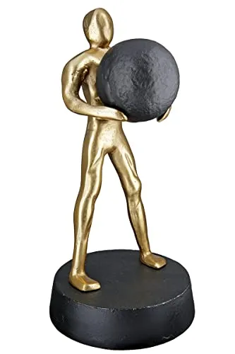 GILDE Deko Figur Skulptur Strong Stark XL - Moderne Kunst in Gold - Sammlerfigur aus Kunstharz, Höhe 32 cm, beeindruckt mit einzigartiger Oberflächenstruktur und setzt stilvolle Akzente in jedem Raum. Perfekt als Geschenk zu besonderen Anlässen!