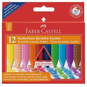FABER-CASTELL Jumbo Wachsmalstifte farbsortiert, 12 St.