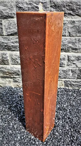 Säulenbrunnen 100 cm eckig aus Cortenstahl mit LED