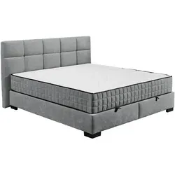 Mid.you Boxbett, Anthrazit, Textil, H3 + H4, 9-Zonen, 160x200 cm, Bettkasten, gepolstertes Kopfteil, Federkernmatratze, Wendematratze mit unterschiedlichen Härtegraden, Schlafzimmer, Betten, Doppelbetten