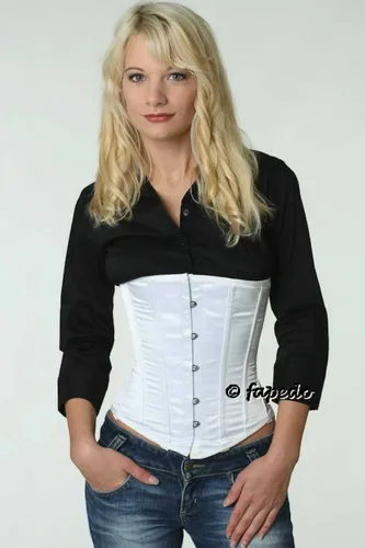 Korsett Corsage Weiß Satin lang normal su02 in weiß von fapedo