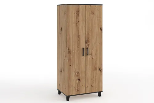 Masseno Drehtürenschrank CORTEZA 80 cm – Eiche Artisan - Moderner 2-türiger Kleiderschrank CORTEZA mit durchdachter Innenaufteilung für optimale Raumnutzung. Hochwertige Materialien sorgen für Stabilität und Stil in Ihrem Schlafzimmer.