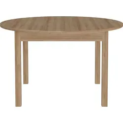 PREISBRECHER Kulissen-Esstisch ATTENTION, rund, ausziehbar 165cm - Moderner Esstisch ATTENTION in Riviera Eiche Dekor, ausziehbar bis 165 cm. Ideal für gesellige Runden, robust und pflegeleicht. Perfekt für stilvolle Esszimmer und flexible Nutzung.