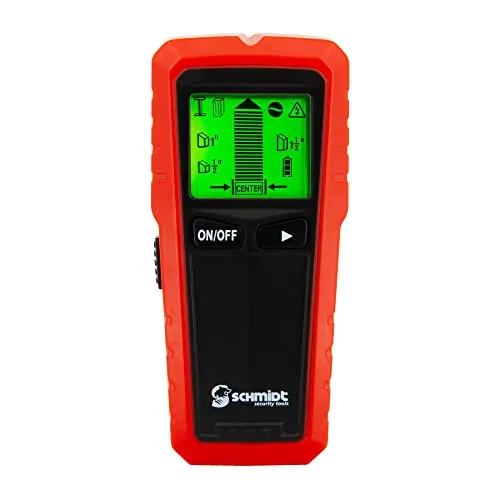 SCHMIDT security tools Ortungsgerät CF-13 Multidetektor - Multimeter für präzise Wandortungen, erkennt Metall, Holz und stromführende Leitungen bis zu 60 mm tief - Ideal für Heimwerker mit intuitiver Einhandbedienung.