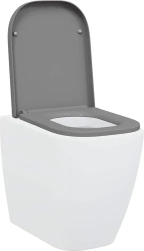 vidaXL Moderner Grauer Ovaler Toilettensitz - WC-Sitz mit verstellbaren Armlehnen und sanft schließendem Mechanismus für mehr Komfort und leises Schließen. Robustes Material sorgt für Langlebigkeit und einfache Pflege.