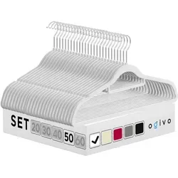 OGIVO kleiderbügel Samt 50 stück Rutschfest bügel Samtbügel Garderobenbügel Weiß - Weiß