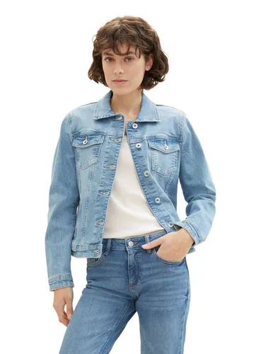 TOM TAILOR Damen Basic Jeansjacke - Light Stone Blue Denim, L - Funktionsjacken mit Brust- und Eingrifftaschen, perfekt für den Übergang. Aus weicher Baumwolle mit Stretch für optimalen Tragekomfort und modischem Look.