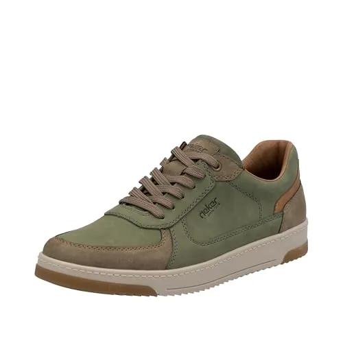 RIEKER Herren Sneaker Gr. 40, Grün (Khaki/Braun) - Sportlicher Freizeitschuh aus Leder und Lederimitat mit gepolstertem Schaftrand für optimalen Tragekomfort. Ideal für den Alltag und vielseitig kombinierbar.