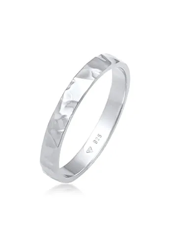 Elli Ring Damen Band Basic Fein Gehämmert aus 925 Sterling Silber - Ringe für Damen: Hochwertiger Silberring aus 925 Sterling Silber, handgefertigt und anlaufgeschützt, ideal als stilvolles Geschenk für besondere Anlässe.